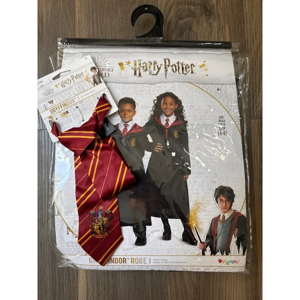 Disguise Harry Potter Costume Kids S 4-6 Black Gryffindor Robe and Tie Set - Picture 1 of 4
